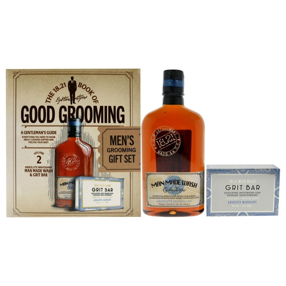 18.21 Man Made Champú, acondicionador y gel de baño 3 en 1 Man Made Wash de 18 oz, barra de grano de 7 oz Book of Good Grooming Volume 2 Set - Caoba absoluta 2 Pc 18.21 Man Made Champú, acondicionador y gel de baño 3 en 1 Man Made Wash de 18 oz, barra de grano de 7 oz 2 Pc