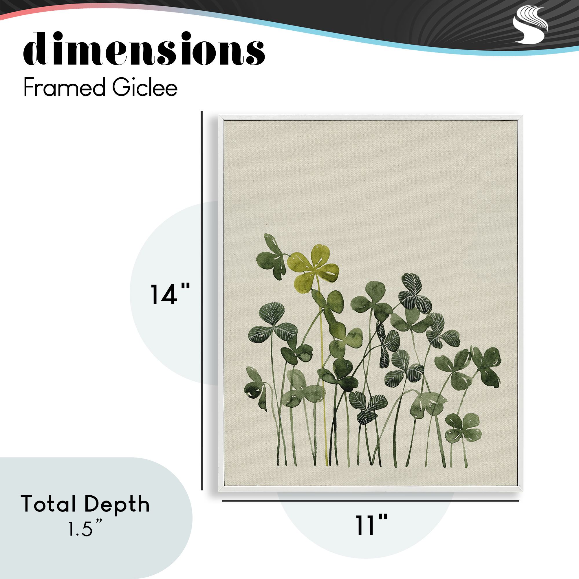 Hidden Gems Clovers White Framed Giclee Art, design by Grace Popp