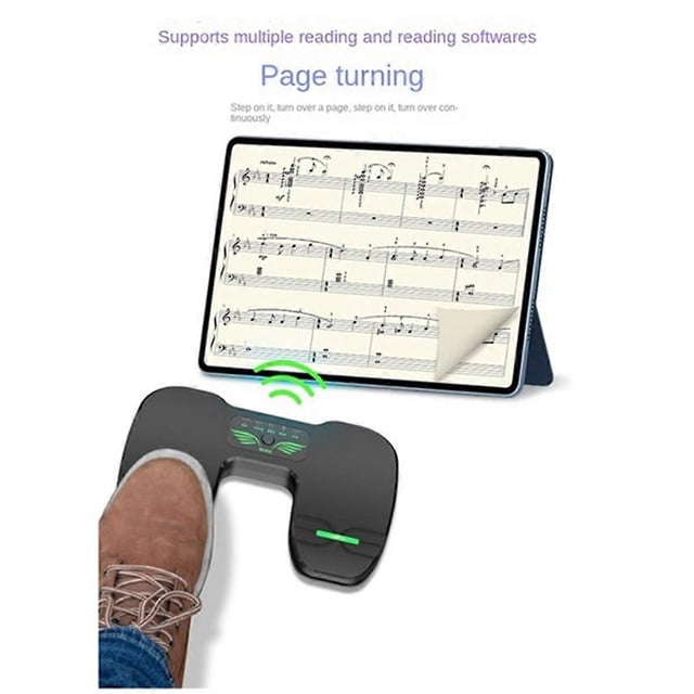 Wireless Foot Pedal Double Switch Music Page Turner Silent Foot Pedal for Tablets Smartphones Anti-Skid