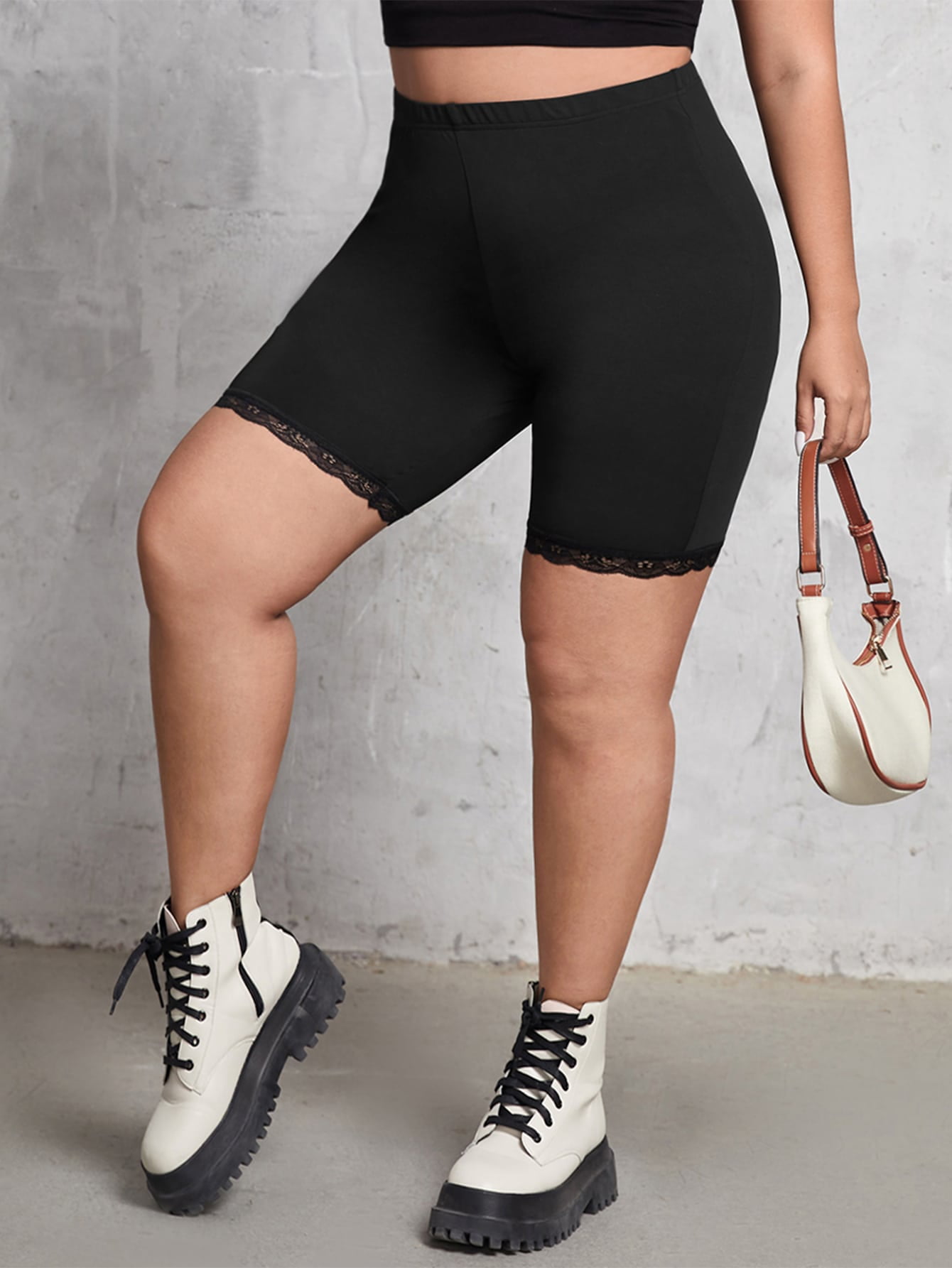 Lace Trim Biker Shorts A220801N 