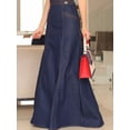 thumbnail image 3 of Vestido maxi ajustado para mujer, sexy, ajustado, elástico, con bordado floral, manga corta, de mezclilla, vestidos largos, ropa de oficina de verano para mujer, 3 of 4