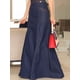thumbnail image 3 of Vestido maxi ajustado para mujer, sexy, ajustado, elástico, con bordado floral, manga corta, de mezclilla, vestidos largos, ropa de oficina de verano para mujer, 3 of 4