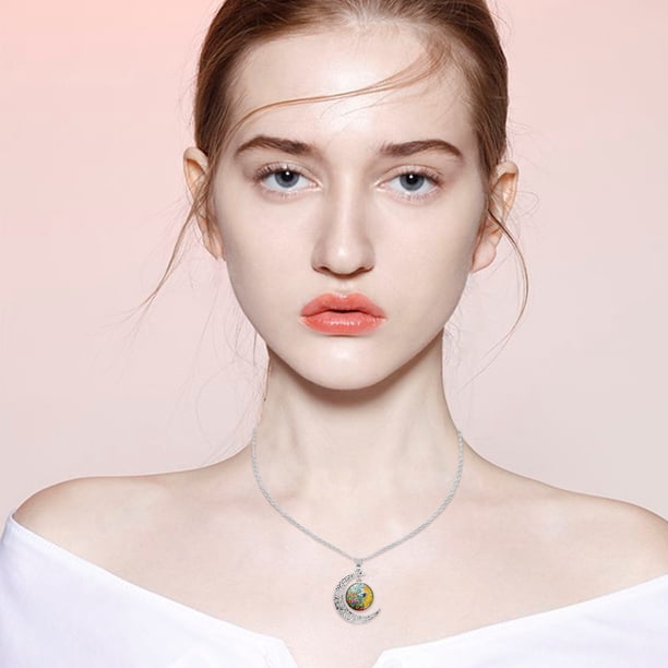 Collar para mujer, joyería para mujer, joyería para mujer, collar de estrella y noche, colgante hueco para mujer, joyería para mujer, collar para mujer