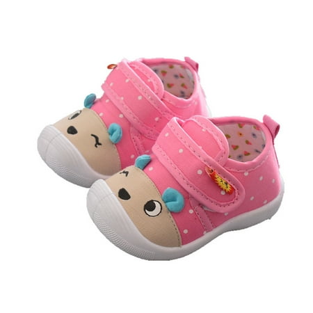 

Entyinea Boy Girl Sneakers Classic Prewalker Soft Slip On Crib Flats Shoes 20 Pink
