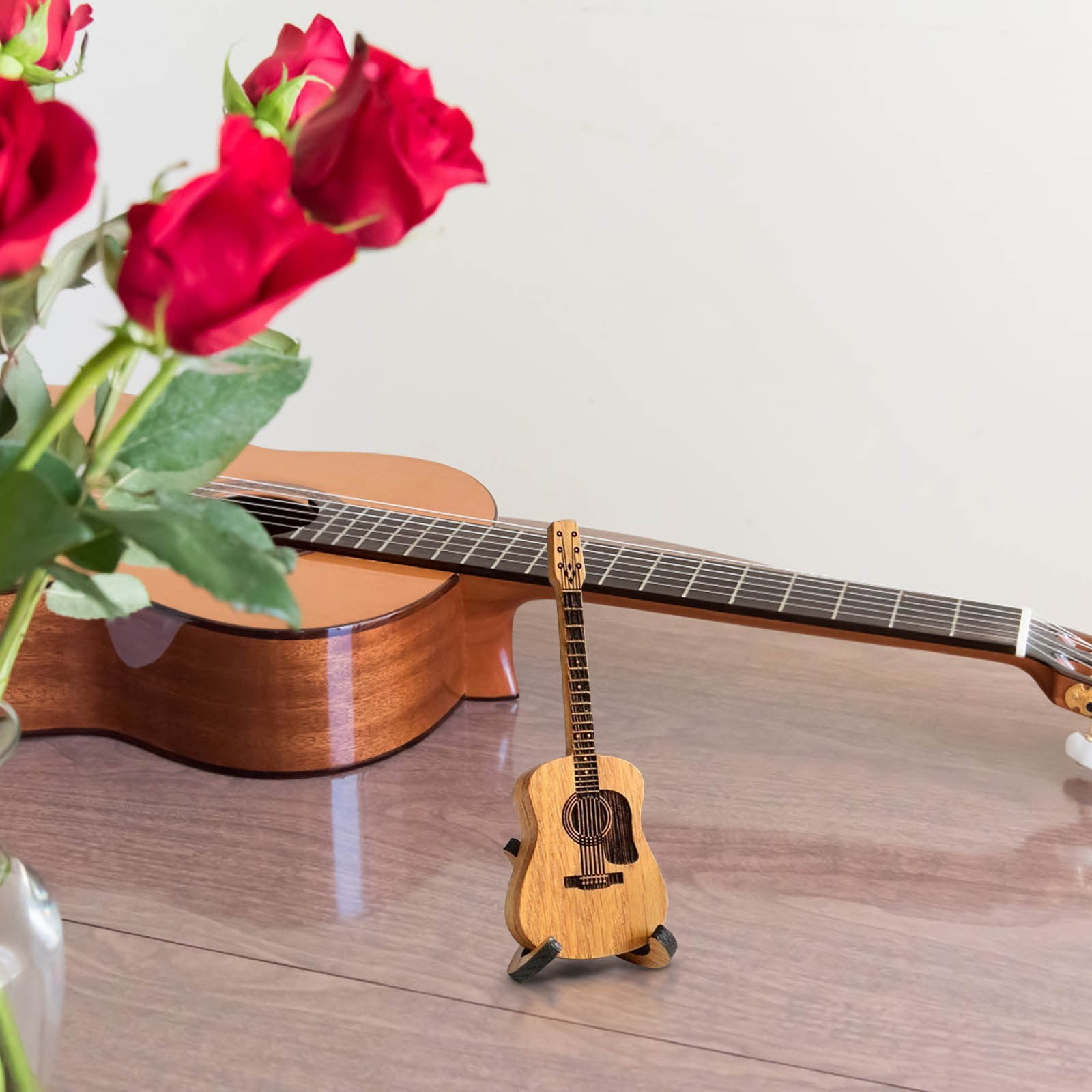 Yunuuuoa 5 Packs Wooden Guitar Pick Box Holder Storage Case for Acoustic Guitar Picks with Stand, Personalized Guitar Player Gift for Musician Lover