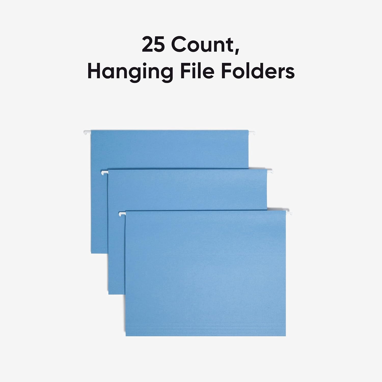 Standard Hanging File Folders, 25 Count, Blue, 1/5-Cut Adjustable Tabs, Letter Size (64060)