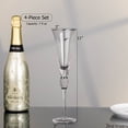 thumbnail image 6 of 4 Piece Elegant Crystal Set Wedding Champagne Glasses with Diamond Rhinestone Accents and a Polished Gold Rim - 11 in Tall with Slender Long Stems, 7 oz - Chic Toasting Set for the Bride and Groom, 6 of 7