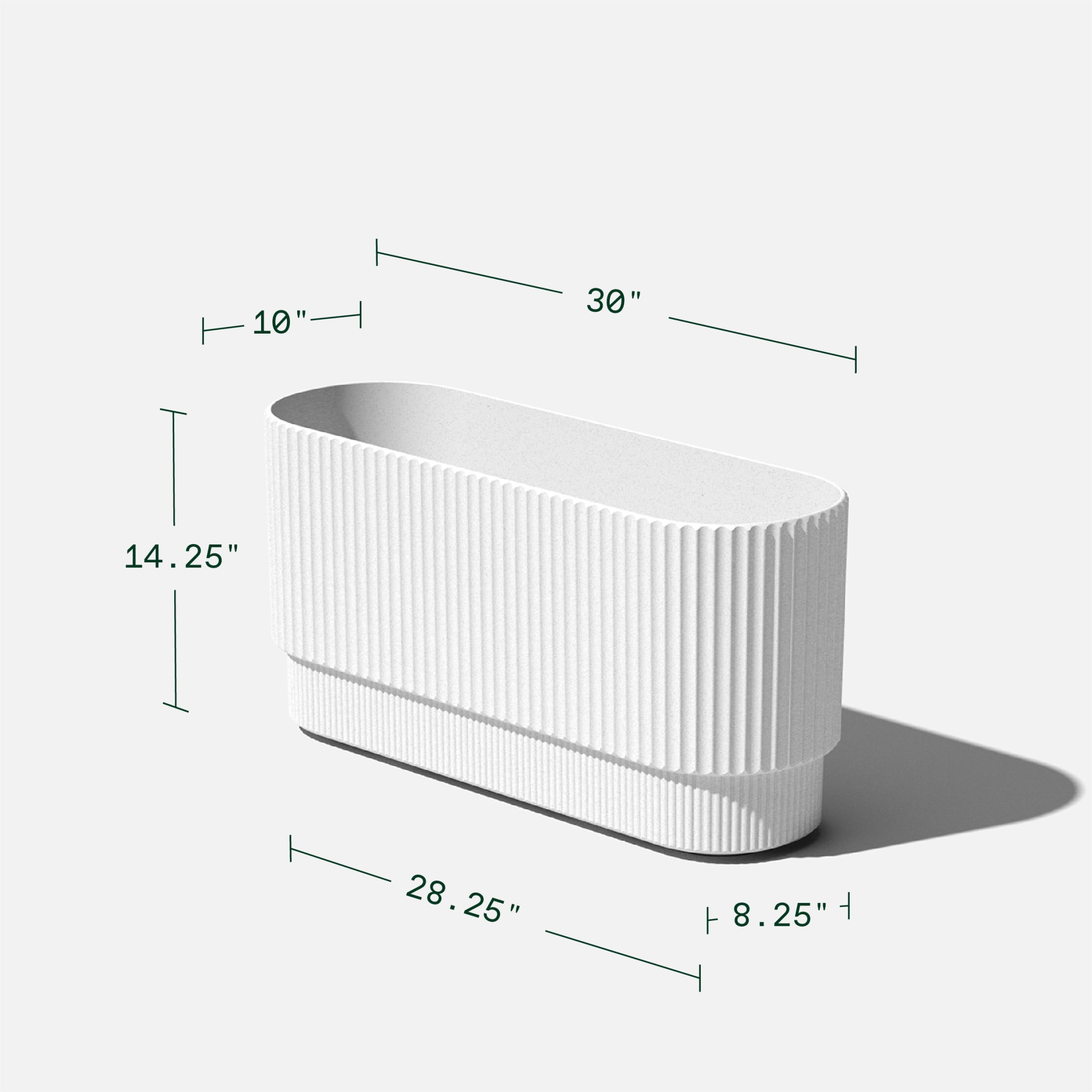 Veradek Demi Series 30" Long Plastic-Stone Planter - White