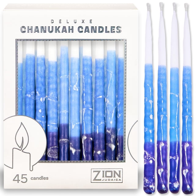 Vela Zion Judaica Janucá Azul Esmerilada 14,6 cm Paquete de 45