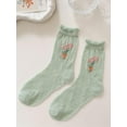 thumbnail image 6 of CHUNTIAN Women's 4 Pairs Sheer Mesh Flower Patterned Thin Casual Crew Socks Transparent Cute Summer Socks, 6 of 7
