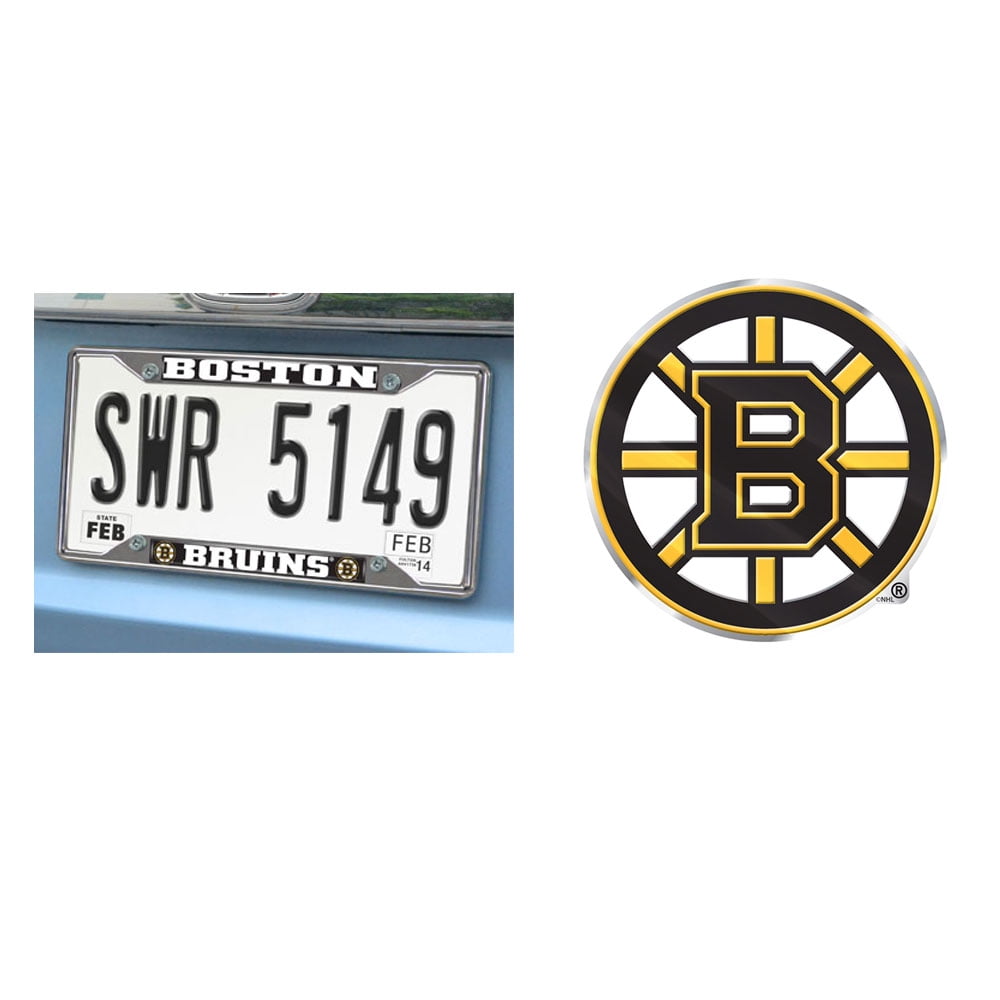 Boston Bruins Chrome Metal License Plate Frame And Color Aluminum