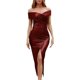 thumbnail image 3 of Vestido largo sexy con cuello en V y hombros descubiertos para fiesta y cóctel, vestido de noche de sirena a rayas, 3 of 5