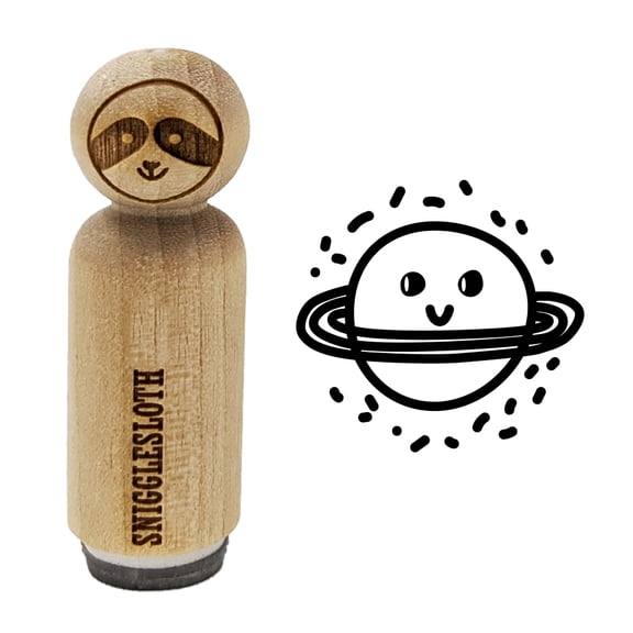 Happy Planet Space Doodle Rubber Stamp for Scrapbooking Crafting Stamping - Mini 1/2 Inch
