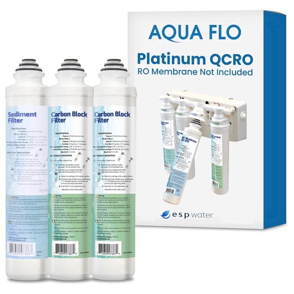 Aqua Flo Platinum QCRO Compatible RO Filter Replacement Kit, Improves Water Taste & Odor