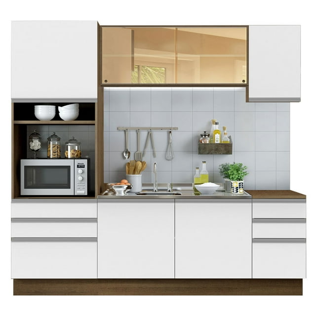 Cocina Integral Madesa Glamy 220cm Marrón/Blanco