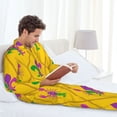 thumbnail image 6 of Sikiie Mardi Gras Crayfish and Fleur de lis Mens Pajama Set, Soft Warm Long Sleeve Sleepwear, Cozy Button-Down Pjs for Men-Medium, 6 of 7