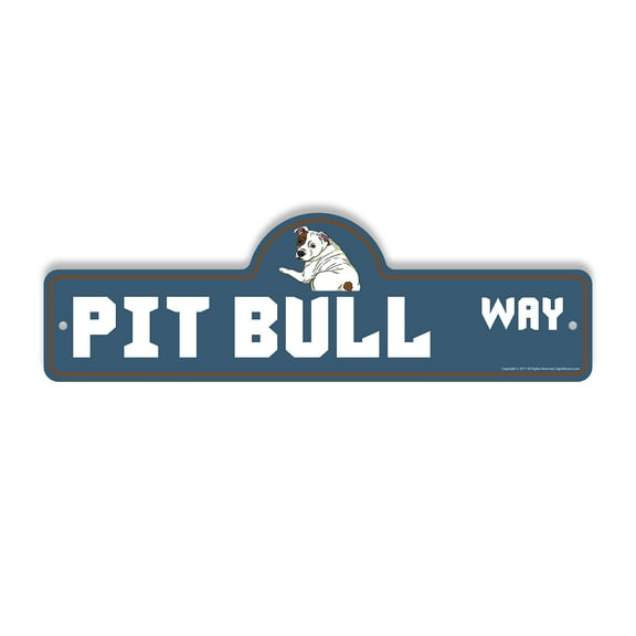 Pit Bull Plastic Street Sign - 7 Inch X 20 Inch Gift Dog Breed Pet Loyal Family Animal Companion Strong House Decor Friendly