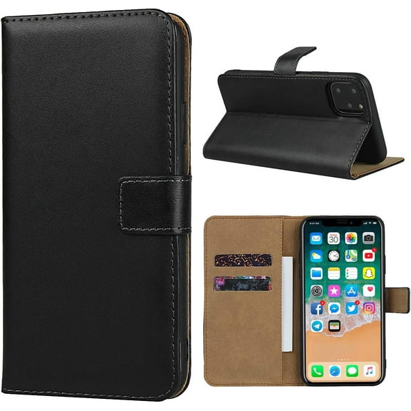 iPhone 11 Pro Max Case,Premium Leather Folio Flip Wallet Case Cover Book Design with Kickstand & Magnetic Closure & Card Slots/Cash Compartment for Apple iPhone 11 Pro Max 2019 6.5",Black