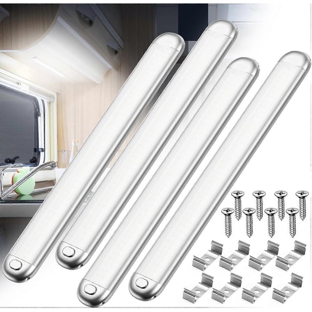 12V LED Interior Light Bar, 1500LM 8W LED Lights Strip 6200K White with ON/Off Switch Camper Lights Fixture for Truck Van RV Trailer Cargo Cabient Mot