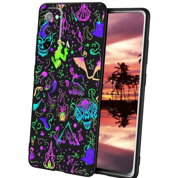 Horror-Black-Witchy-Neon-Skulls-2 Phone Case, Degined for Samsung Galaxy S20 Case Men Women, Flexible Silicone Shockproof Case for Samsung Galaxy S20