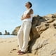thumbnail image 5 of Ceisia Men's Linen Blend Beach Casual Pants Elastic Waist Drawstring Straight Leg Trousers Gifts, 5 of 6
