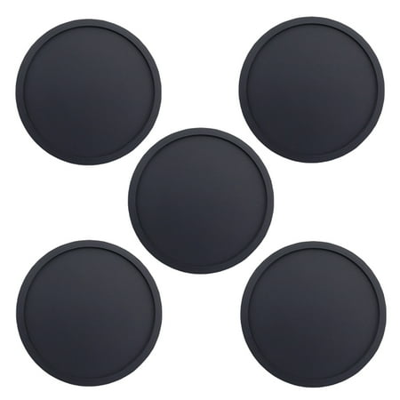 

Riapawel Drink Coasters Set of 1/5 Cup Pad Mat Black Round Silicone Rubber Mug Coaster Non Slip for Coffee Beer Mug Wine Glass Bottle Home