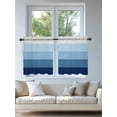 thumbnail image 4 of Blue Ombre Tier Curtains 24 Inch Length,Sheer Curtains for Bedroom Living Room Window Modern Abstract Art Farmhouse Striped Rod Pocket Drapes Kitchen Curtains Small Half Window 27.5"x24" 2 Panels, 4 of 6