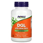 NOW Foods DGL with Aloe Vera, 400 mg, 100 Veg Capsules