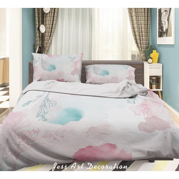 3D Watercolor Floral Pattern Quilt Cover Set Ropa de Cama Set Funda Nórdica