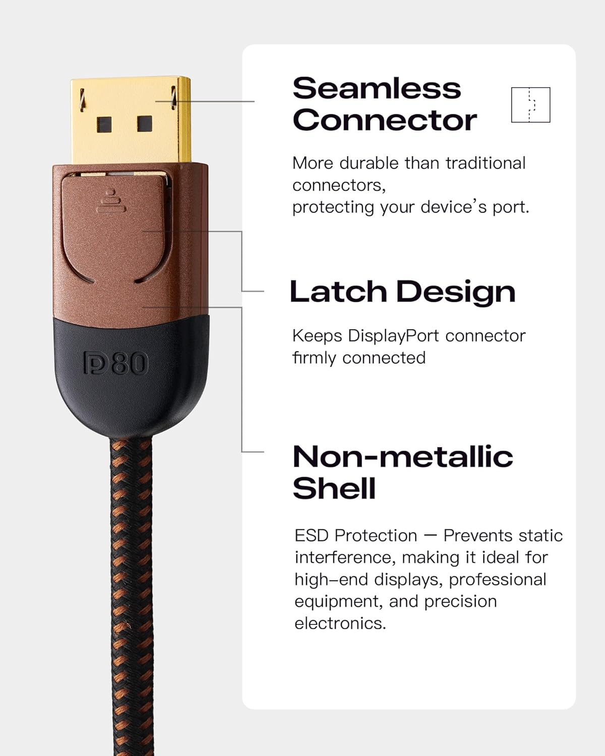 RGHJAR-X-Tech 80Gbps 16K Bi-Directional Certified USB-C to Displayport 2.1 Cable, DP2.1 DP80 (3ft/1m)