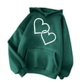 thumbnail image 4 of LEBONYARD Womens Tops Long Sleeve Plus Size,Womens Tops Womens Plus Size Clearance $5 Summer Saving,Women's Comfortable Sweater Heart Pattern Printed Women's Hooded Pocket Drawstring Sweater Green M, 4 of 4