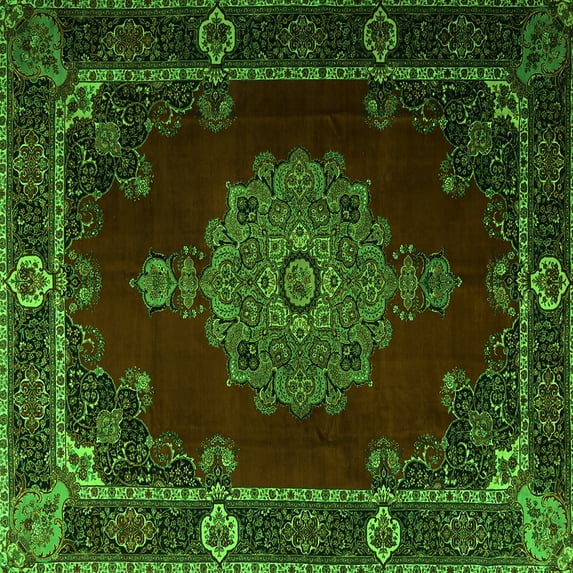 Ahgly Company Indoor Square Persian Green Traditional Area Rugs, 6' Square