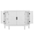 thumbnail image 4 of 47'' Retro Pattern Design Storage Accent Buffet Sideboard with Antique Pattern Doors, Buffet Functional Cabinet with Wooden Build Large Storage Space(White), 4 of 8