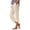 Beige, variant on Women's Linen Capri Pants with Drawstring Petite Summer Beachwear Lightweight Elastic Waist Pants Wine,L