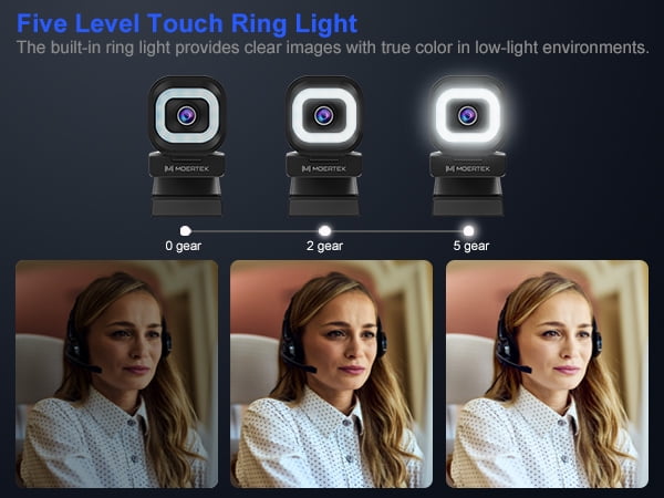TOALLIN SC106L Autofocus 4K PDAF Webcam,12MP,Built-in Ring Light &Dual Mics,with Remote,5X Digital Zoomwide Compatibility