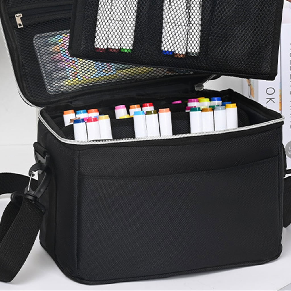 JZROCKER 120 Slots Marker Storage Bag With Adjustable Shoulder Strap High Capacity Marker Organizers Carrying Case for Artist