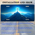 thumbnail image 3 of 1 Pcs License Plate Covers & Frames, Radiant Cross on a Mountain Peak under a Starry Sky For Decorative Front, Aluminum License Plate Covers & Frames Cover For Men Women, 12" X 6", 3 of 7