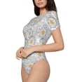 thumbnail image 2 of Naloa Daisies Flowers Women's Short-Sleeved Onesie, One-Piece Swimsuit for Parties, dates, clubs - Medium, 2 of 9