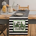 thumbnail image 2 of St. Patricks Day Table Runner Waterproof Rectangle Lucky Charm Table Cover White Black Stripes Coffee Kitchen Dining Table Decoration for Home Party Restaurant Supplies, 13 x 72 Inch, 2 of 6
