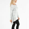 thumbnail image 3 of Howard's S/M Scattered Dots Brushed Jersey Boat Neck Long Sleeve High Low Top for Women, 3 of 5