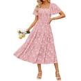 thumbnail image 1 of Vestido ZESICA para mujer, estilo bohemio, floral, playa, rosa, talla L, 1 of 7