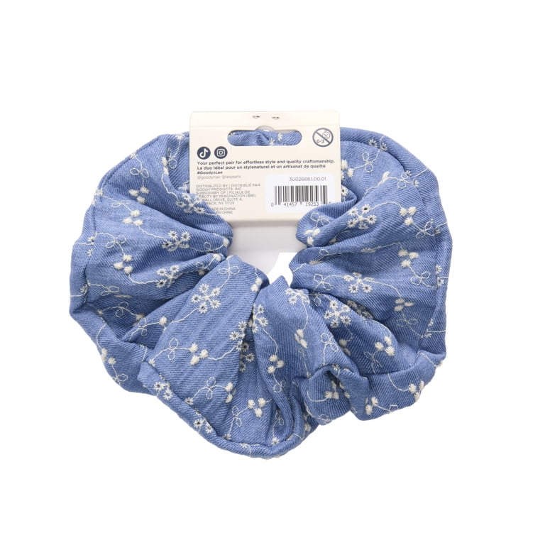Goody x Lee Large Denim Scrunchie, No-Damage Elastic, All Hair