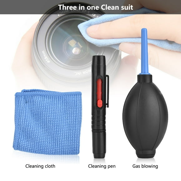 3pcs Camera Lens Cleaning Brush Dust Blower Cleaning Cloth Kit for DSLR Cameras Computer