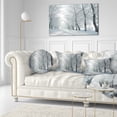 thumbnail image 3 of Designart Winter Country Lane on Frosty Morning - Forest Throw Pillow - 12x20, 3 of 5