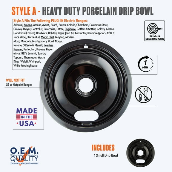 Range Kleen P101 Style A Small Heavy Duty Black Porcelain Drip Bowl