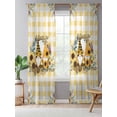thumbnail image 5 of Sheer Curtains 84 Inches Long, Sunflower Semi Sheer Curtains Light Filtering Window Treatment, Gnomes Yellow Checkered Eucalyptus Leaves Privacy Voile Drapes for Living Room Bedroom 52x84 Inch, 5 of 7