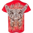 thumbnail image 2 of Sakkas Sword and Griffin Metallic Silver Embossed Cotton Mens Fashion T-shirt - Red / X-Large, 2 of 2
