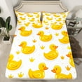 thumbnail image 2 of Manfei Kawaii Duck Bed Sheets,Princess Crown King Sheets,Yellow White Sheet Set For Teens,Microfiber Bedroom Decor,4 Pieces, 2 of 7
