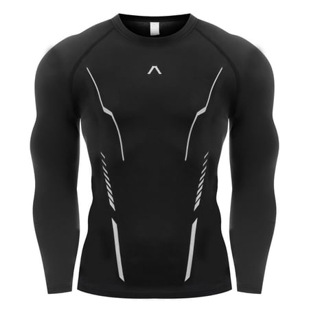 KeShDi Compression Shirt for Men Athletic Baselayer Sports Undershirts Sweat Shirt Ski Men s Stretch Tight T-Shirt Base Layer for Running Training Skiing Thermal Underwear Black S