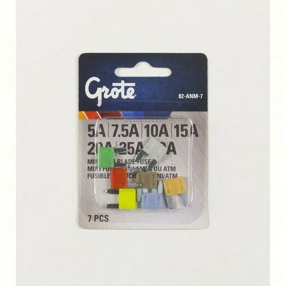 Grote 82-ANM-7 Fuse & Circuit Protection Assortment Kit - MINI/ATM Blade Fuse Kit, 7 Pack